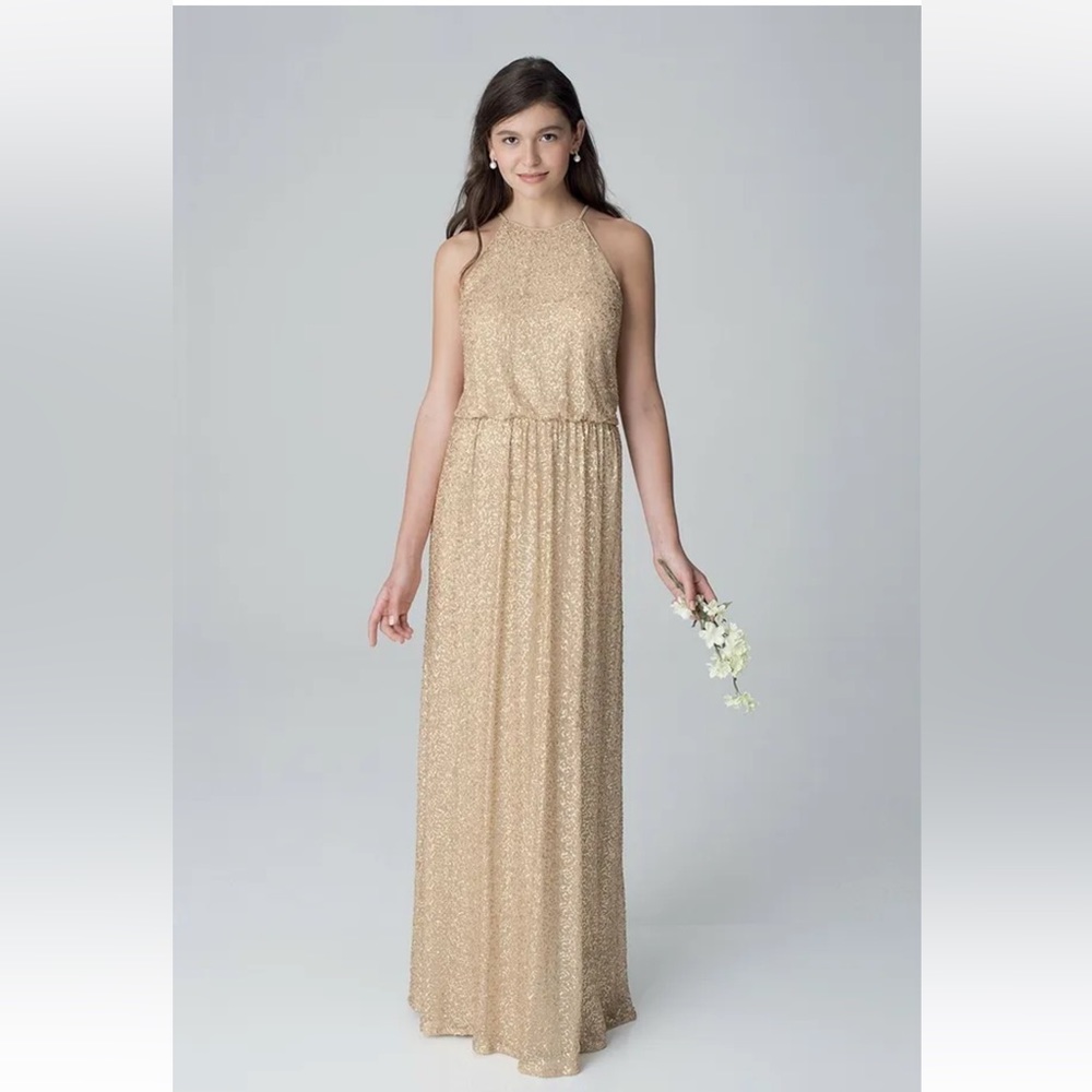 Gold sequin gown with halter neck
